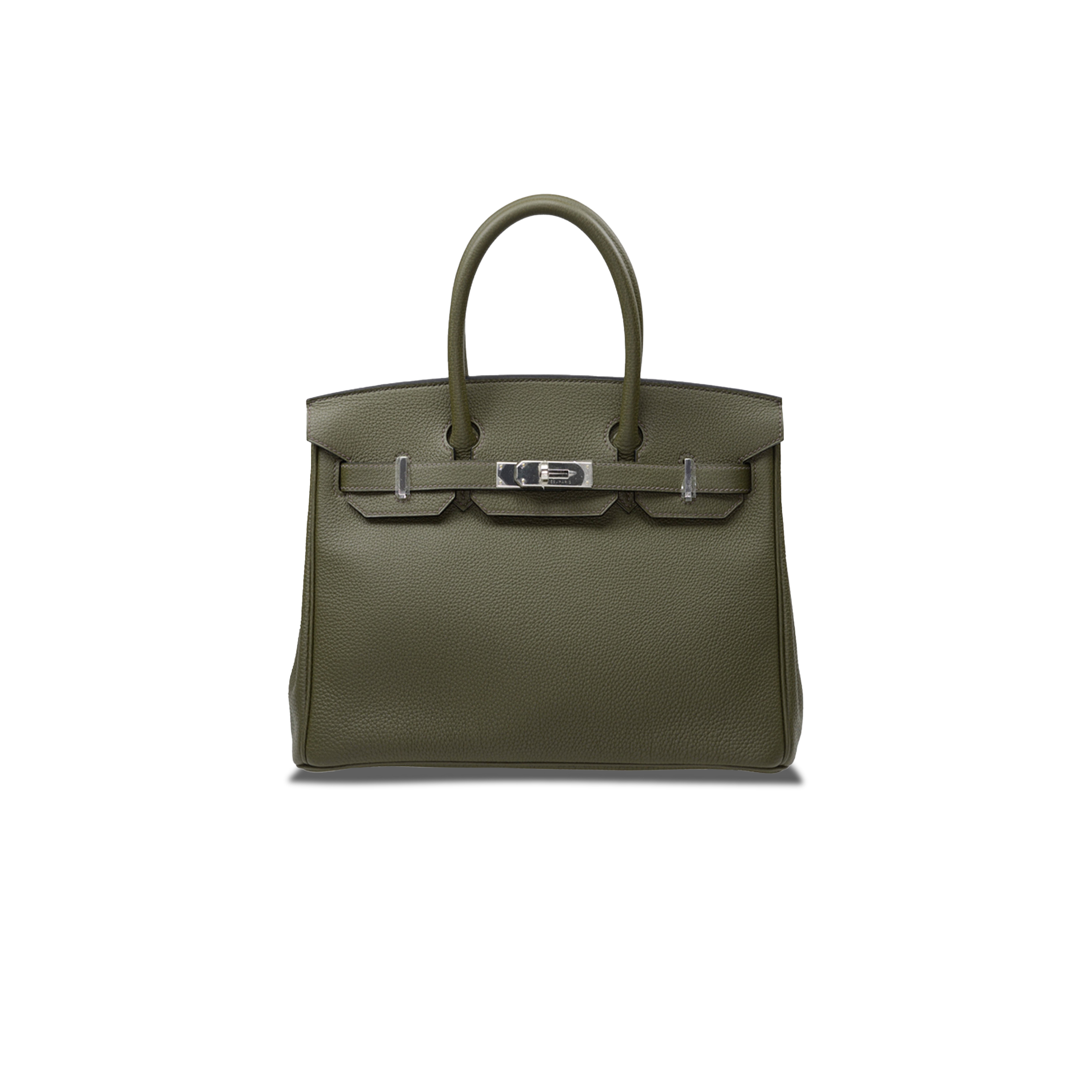 HERMES MASTER BIRKIN 25 TOGO LEATHER OLIVE GREEN SILVER BUCKLE H028369CK61 (25*20*13cm)